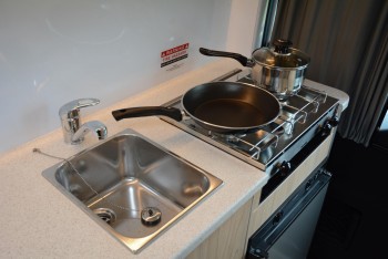 Gas cooker & grill, and 3-way fridge