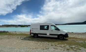 Parked up by the beautiful Lake Tekapo